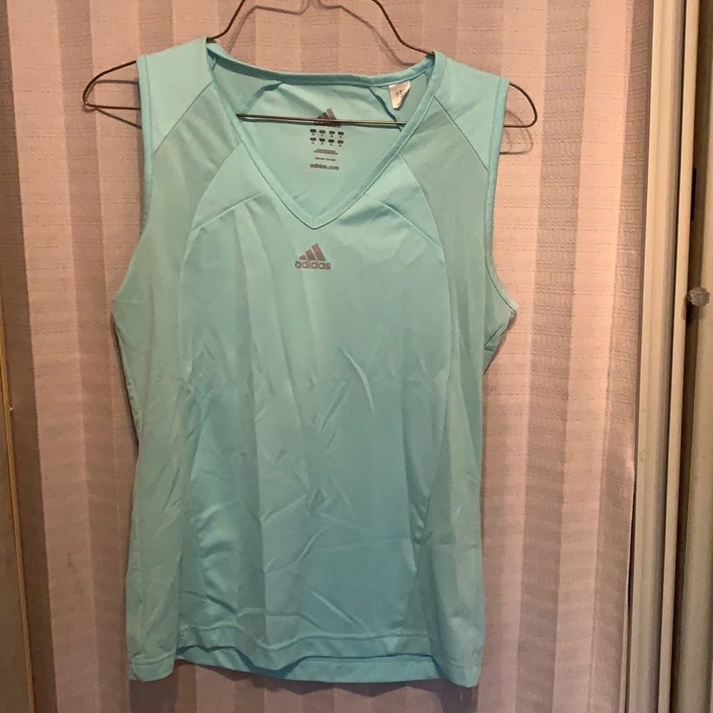 Adidas teal sleeveless running shirt
